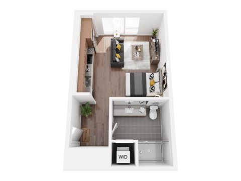 Floor plan for studio, 1 bath, 419 sqft